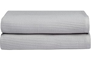 Cozy Earth Waffle Bath Sheets - 60% Cotton 40% Viscose from Bamboo Bath Sheets 40 x 65 Inches - Soft & Absorbent Terry, Reversible Mini Textured Waffle & Weave Pattern - 2 Pack