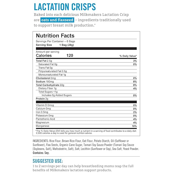 MUNCHKIN MILKMAKERS LACTATION CRISPS FOR NURSING, BREASTFEEDING & PUMPING MOMS – GLUTEN FREE & FENUGREEK FREE CRACKERS WITH MILK BOOSTING INGREDIENTS LIKE OATS & FLAX