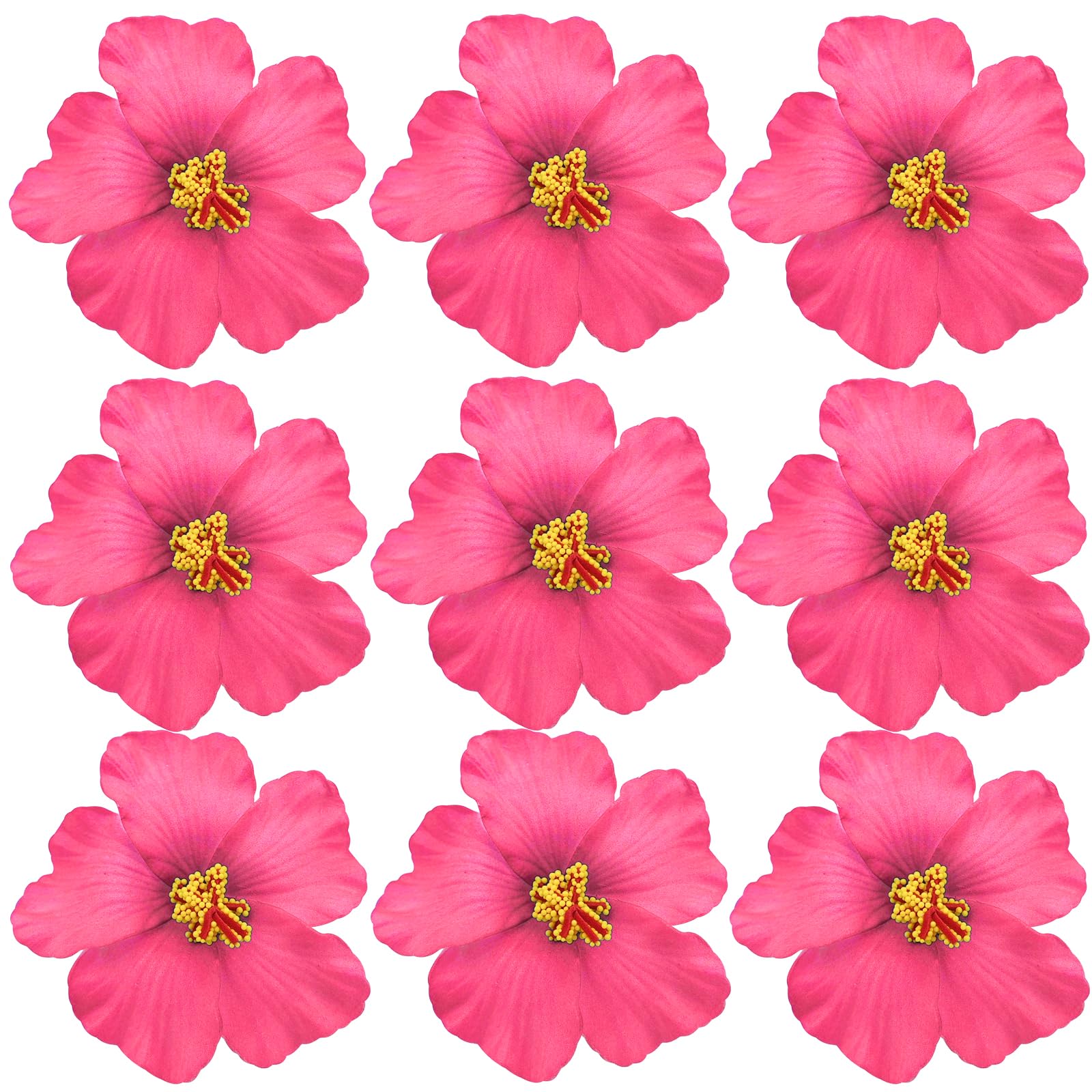 Photo 1 of Arvintas 20 PCS Light Pink Hawaiian Faux Flowers Hibiscus Flowers Hawaii Party Summer Party DIY Foam Hibiscus Flower for Tabletop Decoration Favors Supplies (No Clip)