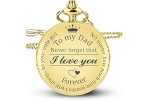 KUCHEY Fathers Day Dad Gifts from Daughter Son, Birthday Gifts for Grandpa Husband Step Dad Personalized Pocket Watch with Chain