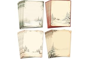 EggSun 8.5’’x11’’ Christmas Stationery Paper,Winter Wonderland Letterhead, Christmas Holiday Letters,Winter&Holiday Event Snow Stationery Paper For Writing Letters Office Invitations