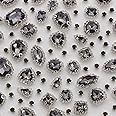 TANOSII Sew on Rhinestones 100 PCS Mixed Shapes Glass Rhinestones Sew on Crystal Gems Mental Flatback with Silver Claw for Jewelry Crafts Clothes Shoes Costume Garment Gray Type 1