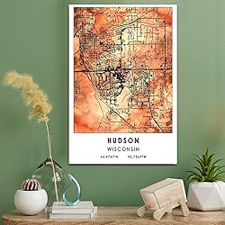 Hudson Map Poster, Wisconsin Map Art Poster, Map