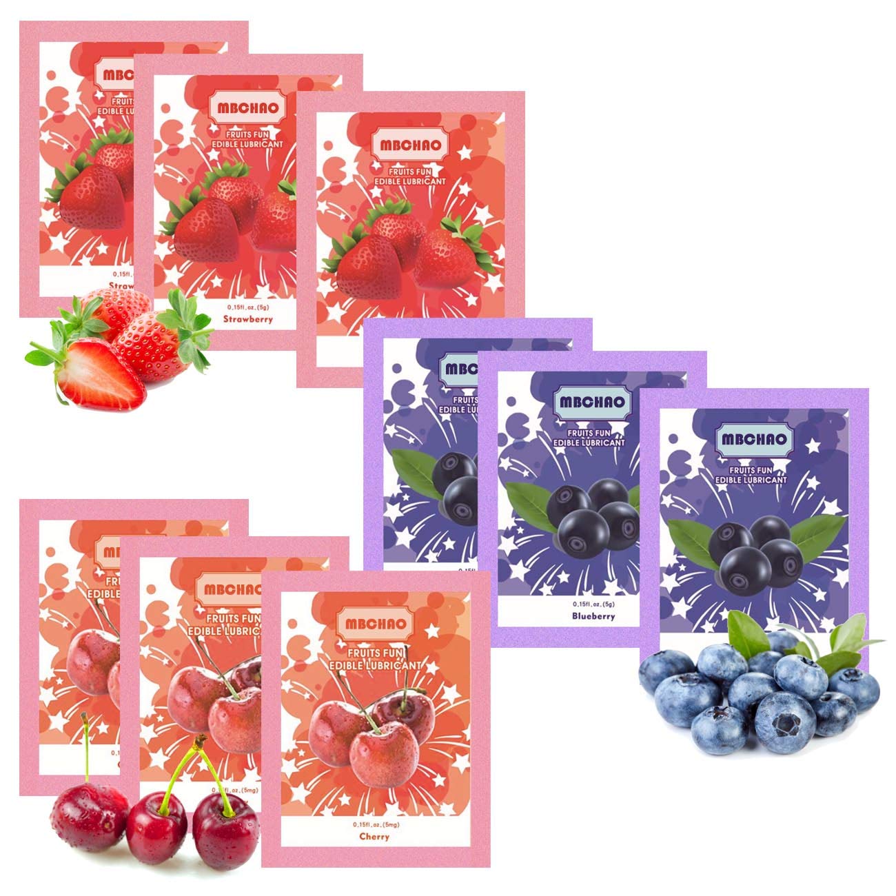 9pcs Flavored Personal Lubricant Water Based Lube For Oral Sex