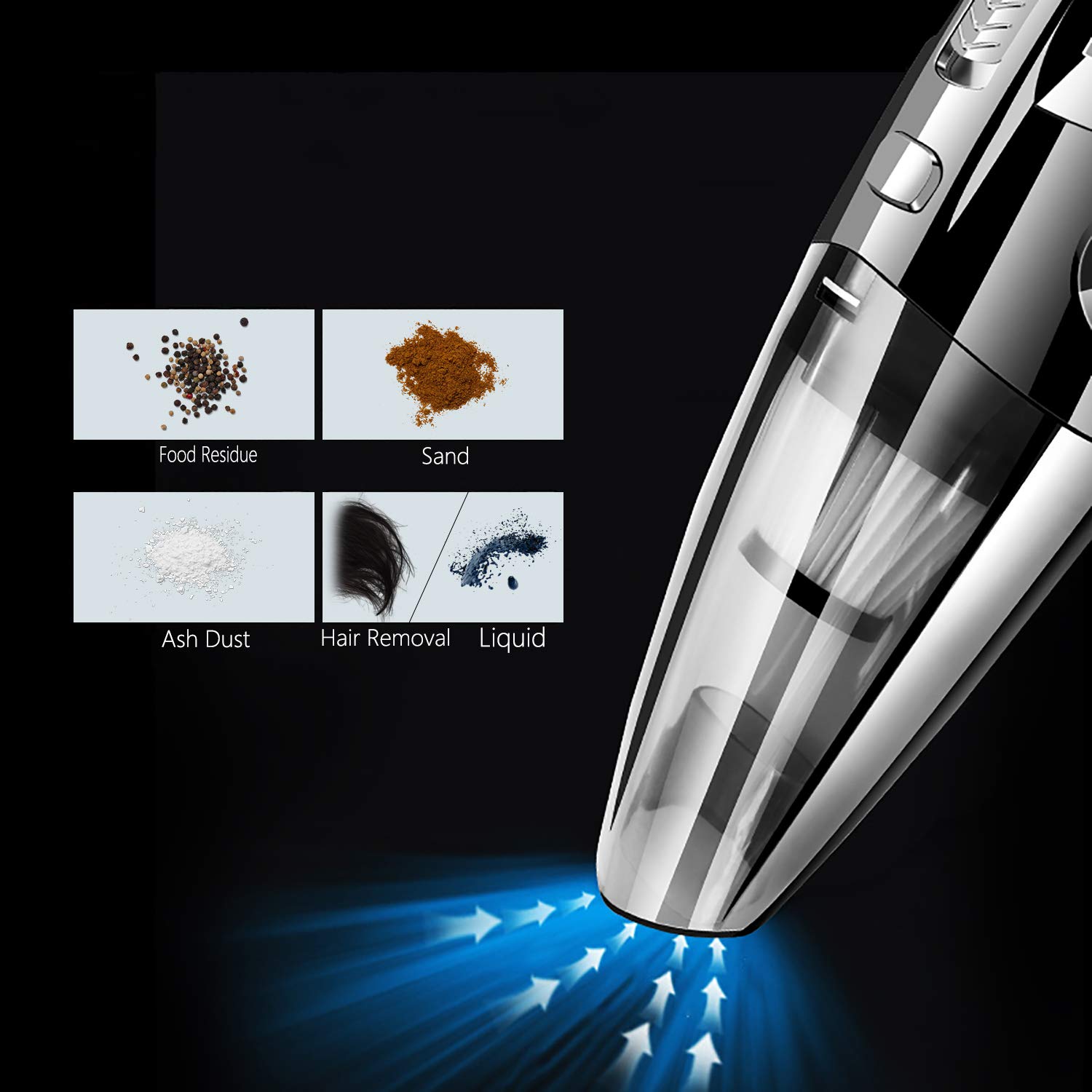 LICORNE Car Vaccum cleaner, Handheld Cordless Cleaner Rechargeable Wet Dry Vaccum with 120W 3.2K Pa Strong Cyclonic Suction 2200Mah Battery for Pet Car Home Office