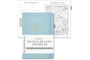 SIMSIMY Mental Health Journal, 91-Day Self Care Journal for Women Men, Guided Anxiety & Stress Relief Journal with Mood Tracker, Cognitive Behavioral Therapy Journaling with Mental Health Coloring Pages & Dream Log