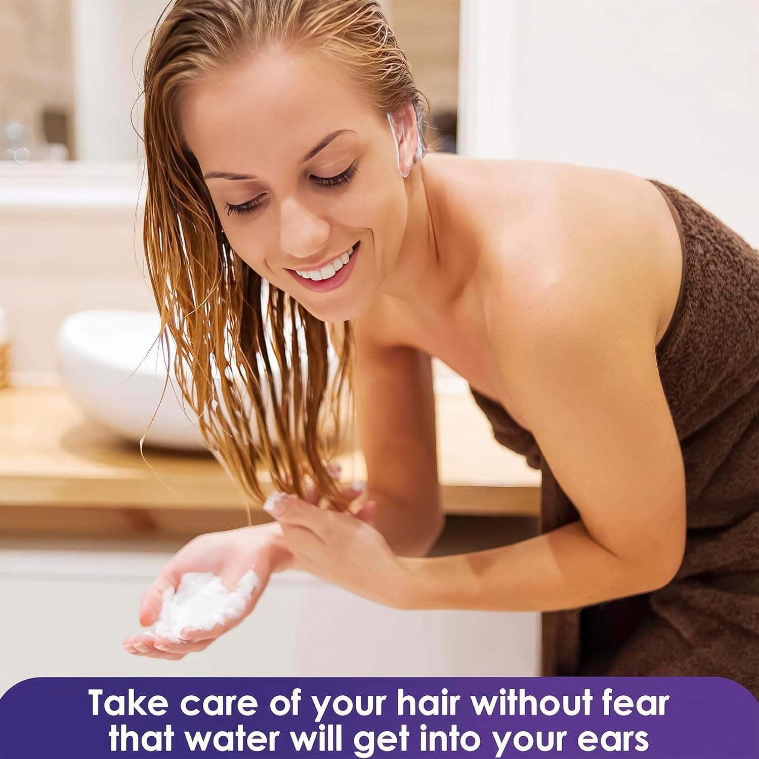 200 Pcs Disposable Ear Covers for Shower Waterproof - Ear Shower Caps for Adults Ear Caps for Shower Ear Covers for Hair Dye Plastic Ear Covers for Showering - Disposable Ear Protectors for Water