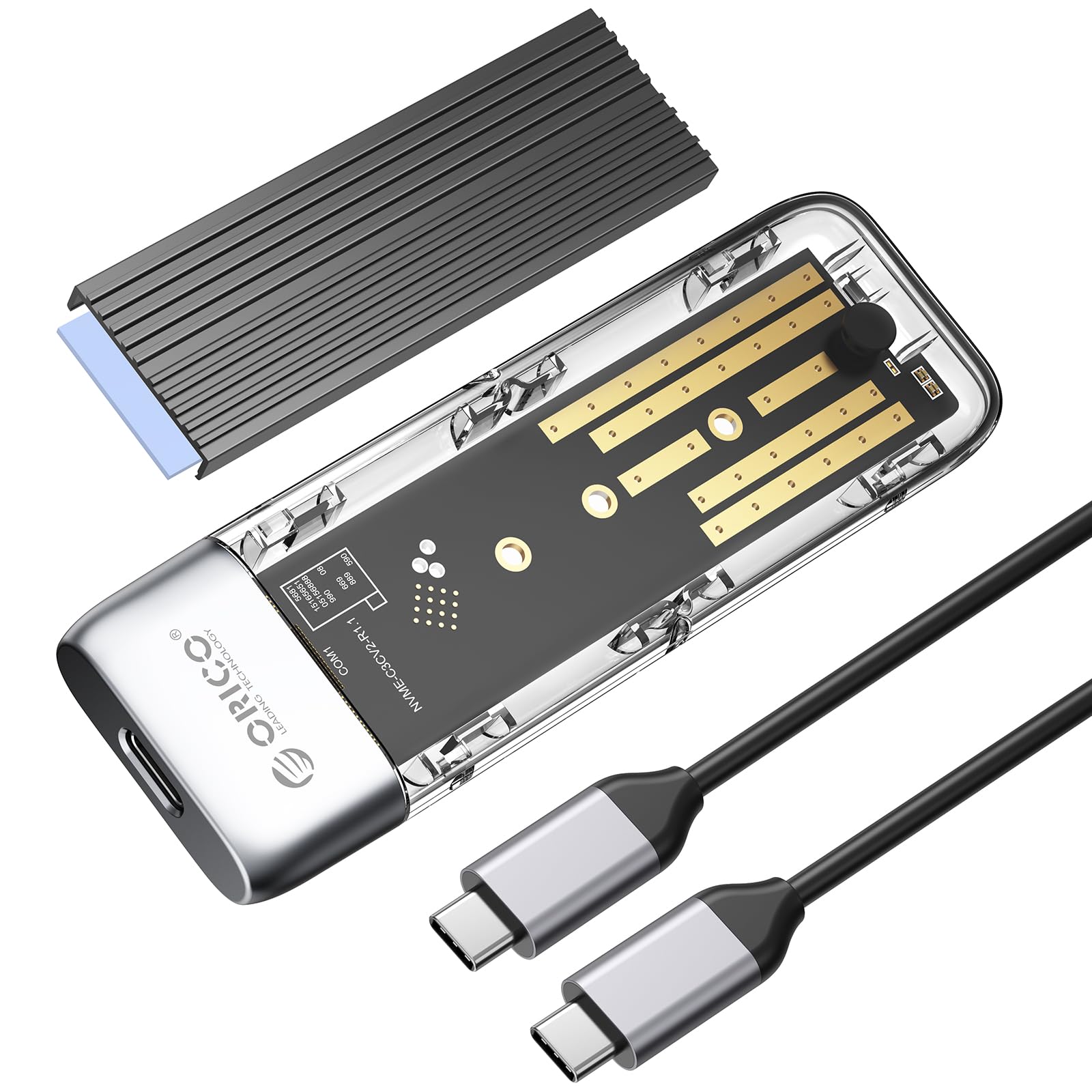 ORICO USB 3.2 Type-C 10Gbps M.2 NVMe/SATA SSD Enclosure for 2230/2242/2260/2280 SSDs, Up to 4TB