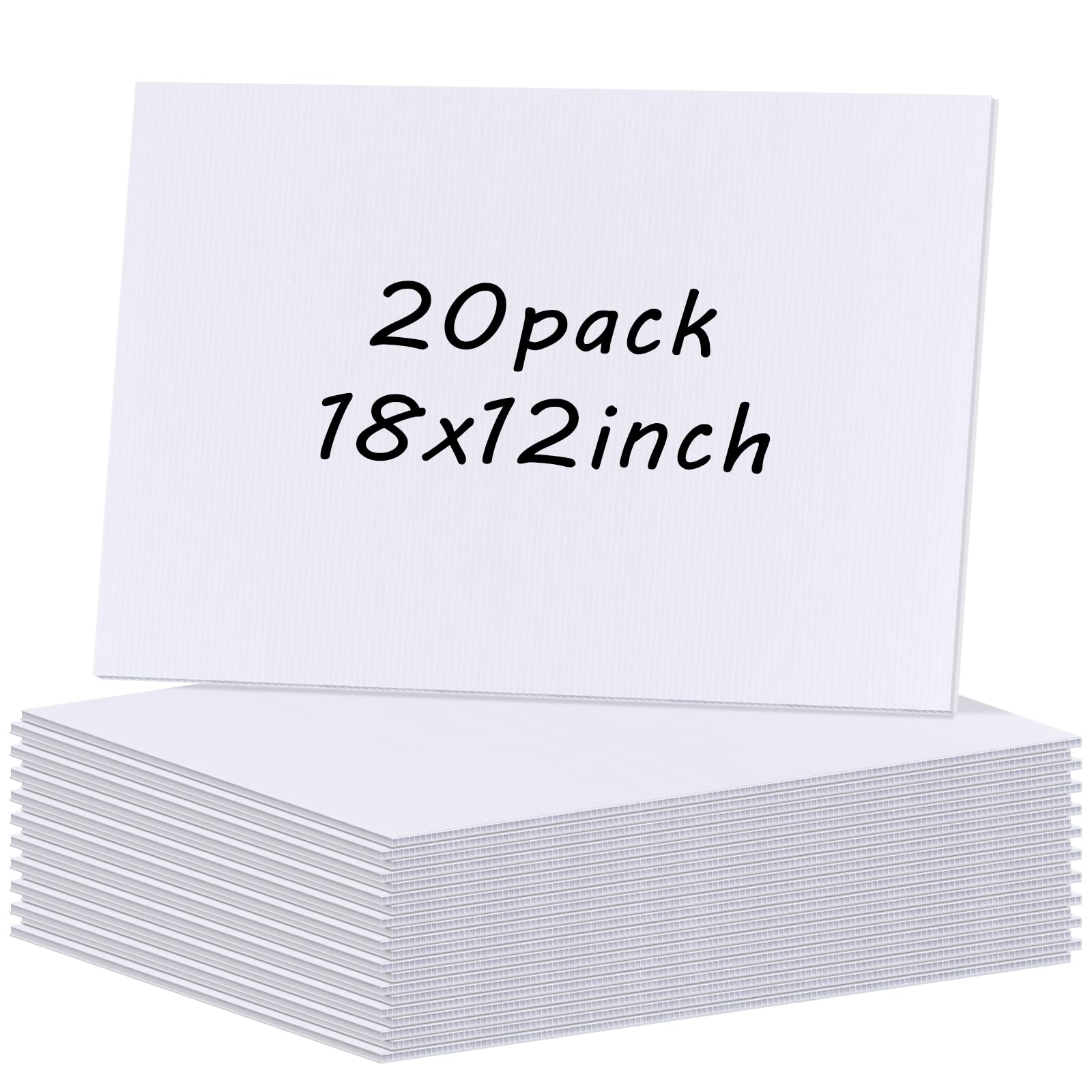 Photo 1 of 20 Pcs Poster Board Corrugated Plastic Board Sheets for Projects Art Crafts Blank Yard Signs Sheets, IKAYAS 18 x 12 Inches White Blank Yard Signs Outdoor Corrugated Plastic Signs