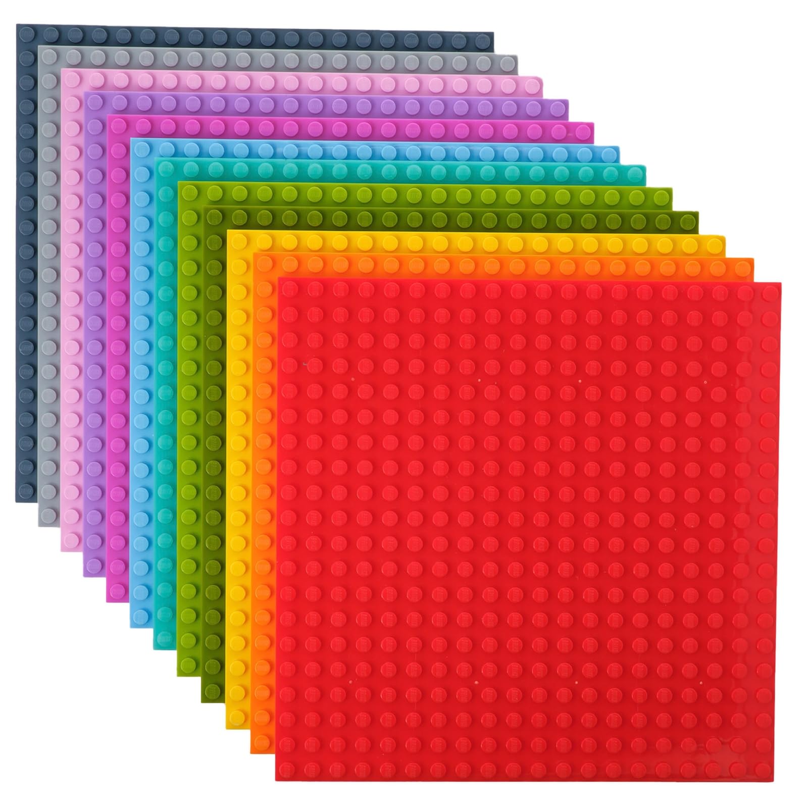 Photo 1 of Strictly Briks Brick Base Plates - Compatible with Lego & All Major Brands - 6x6 in, 12-Pack Rainbow Colors - Stackable Rainbow Building Blocks Baseplates with 20x20 Studs