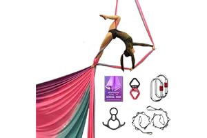SYCYKA Deluxe Aerial Silks Equipment Set - 11 Yards Aerial Yoga Hammock Swing for Acrobatic, Circus Arts, Dance (L:10m W:2.8m)
