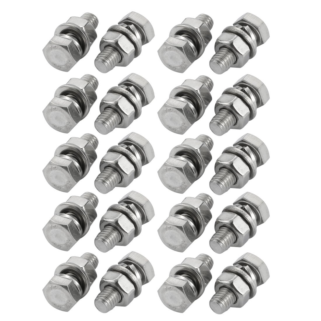 Sourcingmap M6x20mm 316 Stainless Steel Hex Bolt w Washer Nuts Assortment Kit 20pcs