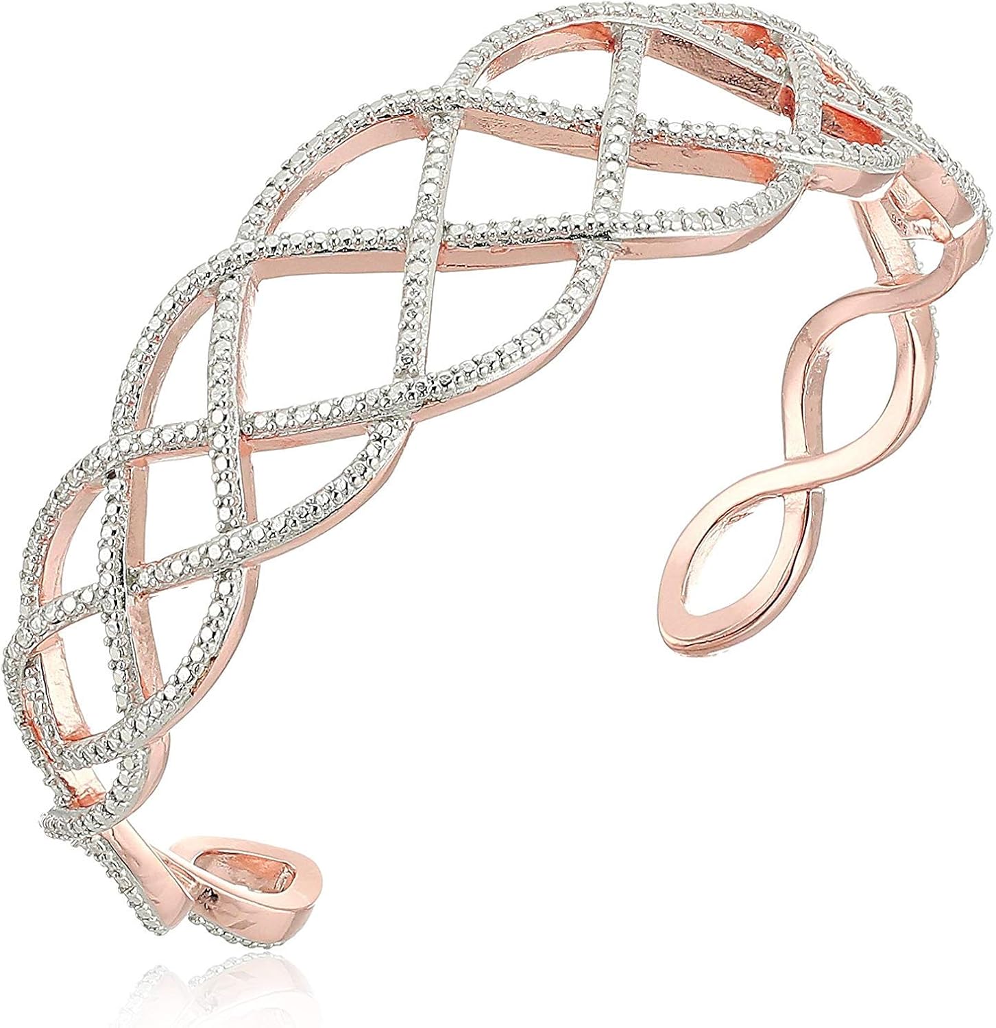 14K Rose Gold Plated .925 Sterling Silver PavéSetting