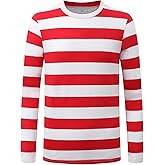 Formeet17 Men’s Long Sleeve Striped T-Shirt Stretchy Comfy Crew Neck Shirt