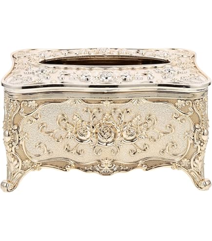 Boite Acrylique Dorccsi - Housse Luxe Pour Boîte à Mouchoirs En Acrylique Doré (23x13cm) - Design Sculpté Rose Boite Mouchoir