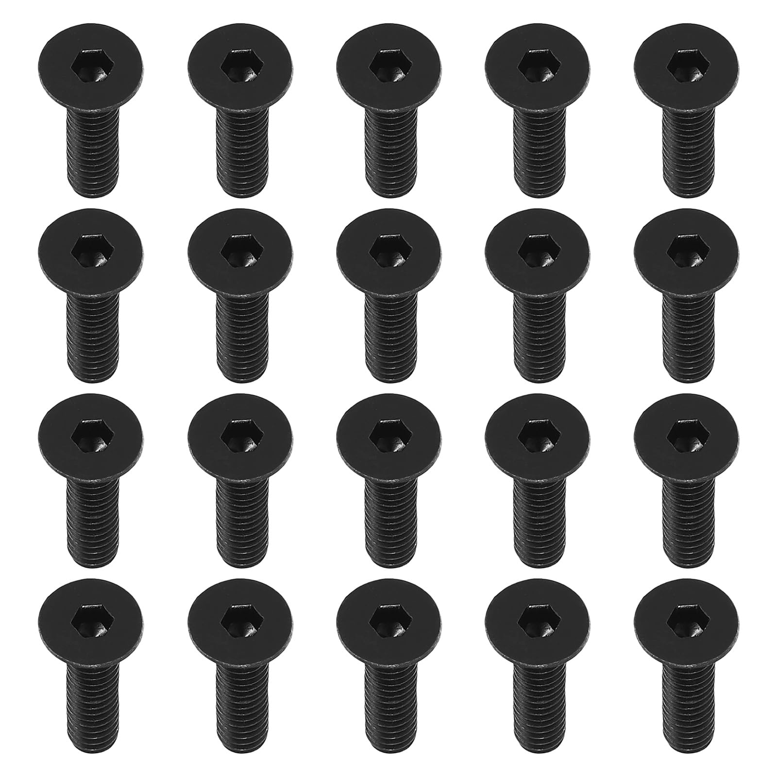 PATIKIL 1/4-20 x 1" Flat Head Socket Cap Screws, 20 Pack Flat Countersunk Bolts Carbon Steel Hex Socket Drive Machine Screws Full Thread Black Oxide Grade 10.9