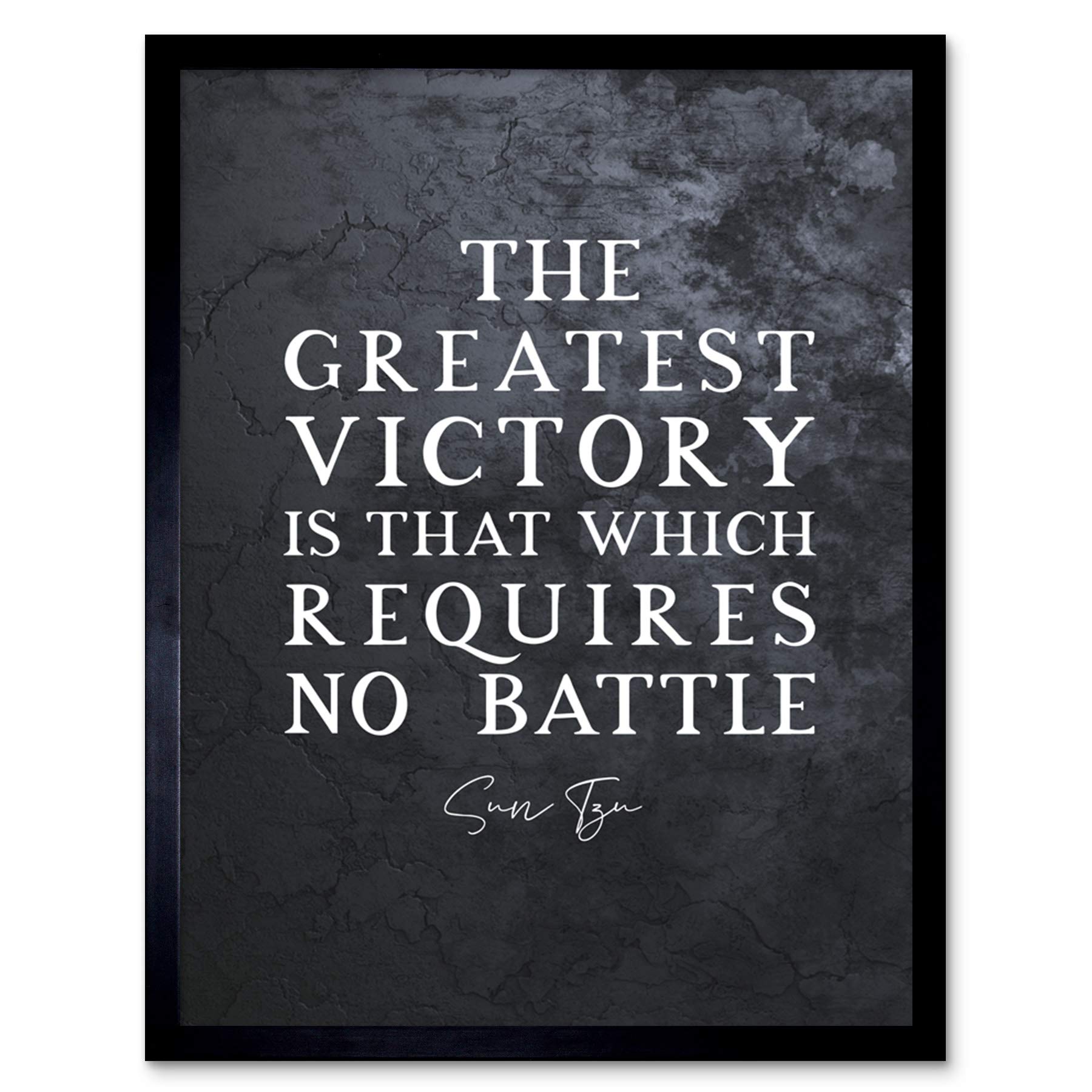 Artery8 Slate Inspiring Quote Sun Tzu Greatest Victory No Battle Art Print Framed Poster Wall Decor 12x16 inch — image 1