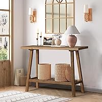 Reclaimed Solid Wood Console Table, 43.3" Farmhouse Entryway Table, Narrow Couch Tables Behind Sofa, 2 Tiers Accent Tables fo