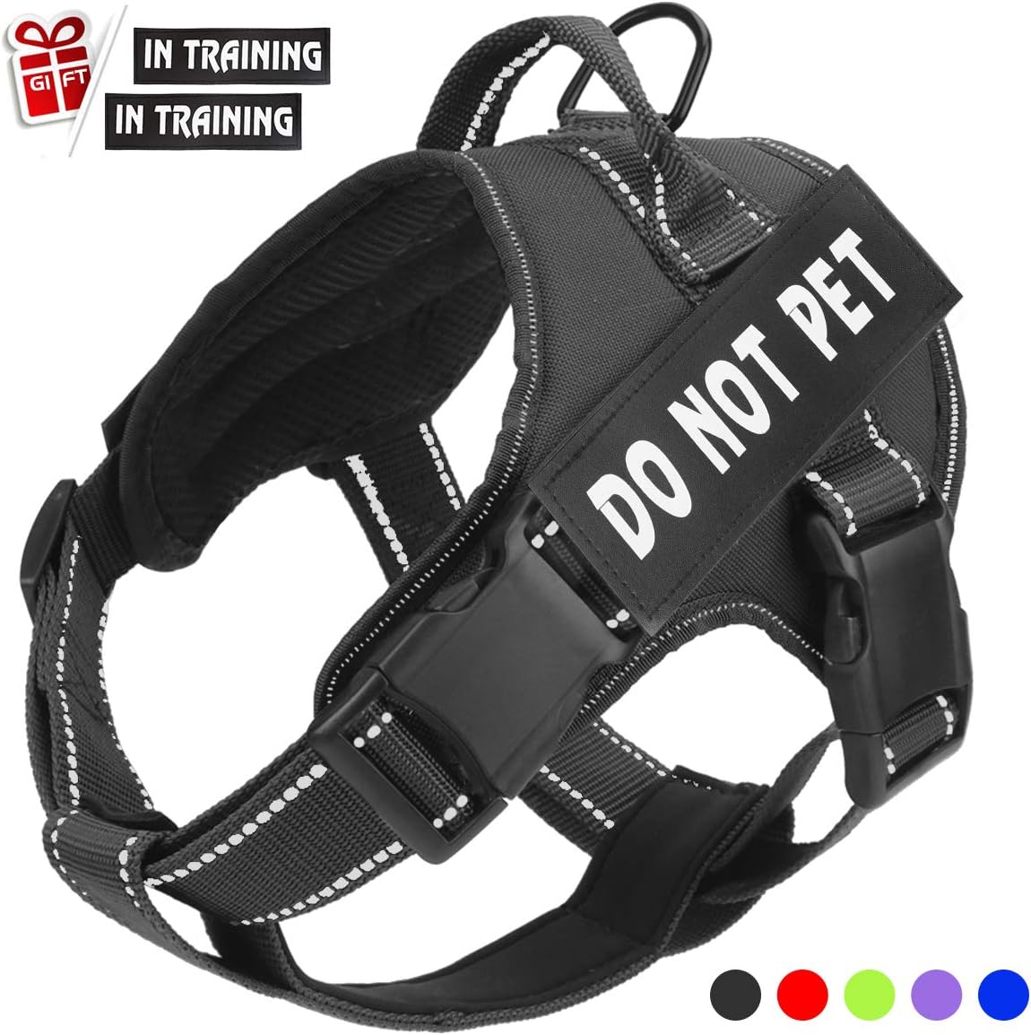 Bolux in Training Dog Harness, DO NOT PET Harness Adjustable Outdoor Service Dog Vest Harness - 3M Reflective Pet Halters for Small Medium and Large Dogs