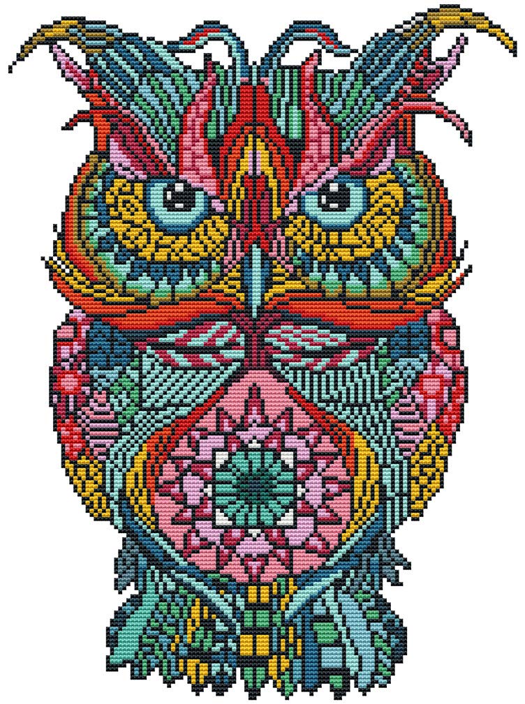 Abillyn Embroidery Cross Stitch Kits Colorful Owl Stamped with Printed Pattern Starter Kit (Owl)