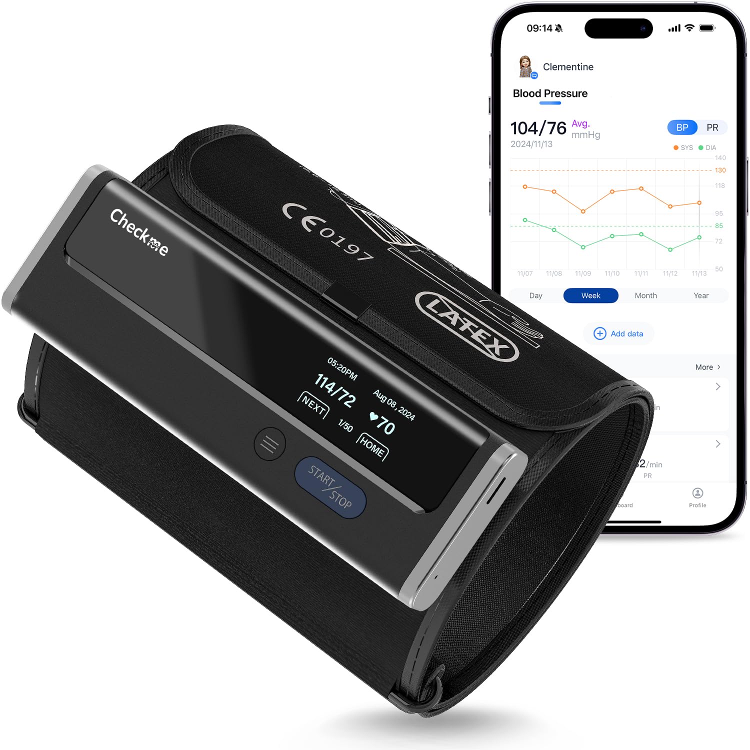Photo 1 of Checkme Blood Pressure Monitor for Home Use - Upper Arm Bluetooth BP Machine, Accurate Readings in 30 sec, App Enabled for iOS & Android, Stores 50 BP Readings, Black