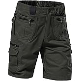 Mylldey Mens Cargo Shorts 12 Pockets Hiking Shorts Regular Fit Men Elastic Waist Cotton Cargo Shorts