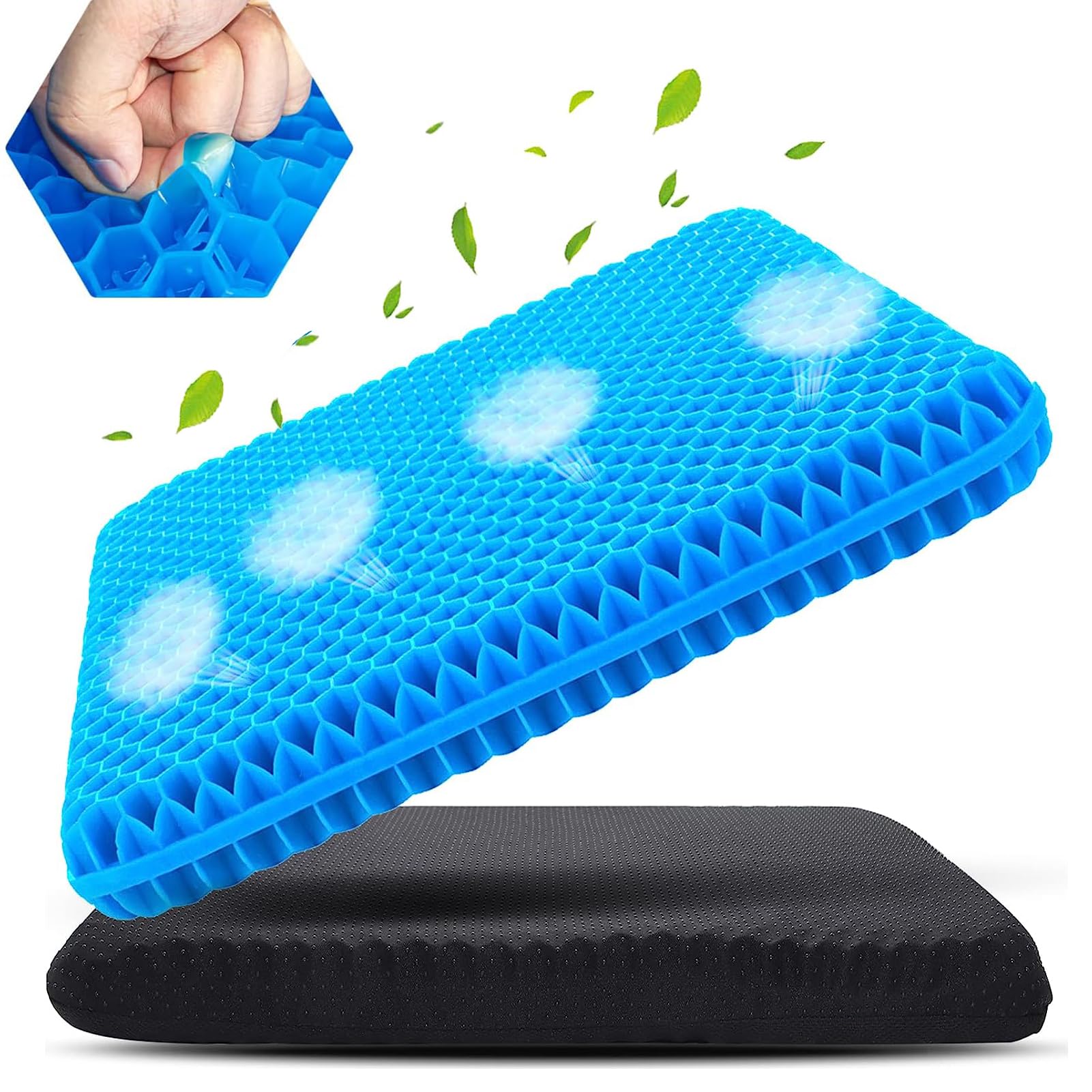 Winuoyang Soft Sitter Cushion, Gel Seat Cushion Breathable Honeycomb Gel Cushion Cooling Design for Office Chairs, Cars, Wheelchairs, Wheelchair Cushions 40x35cm