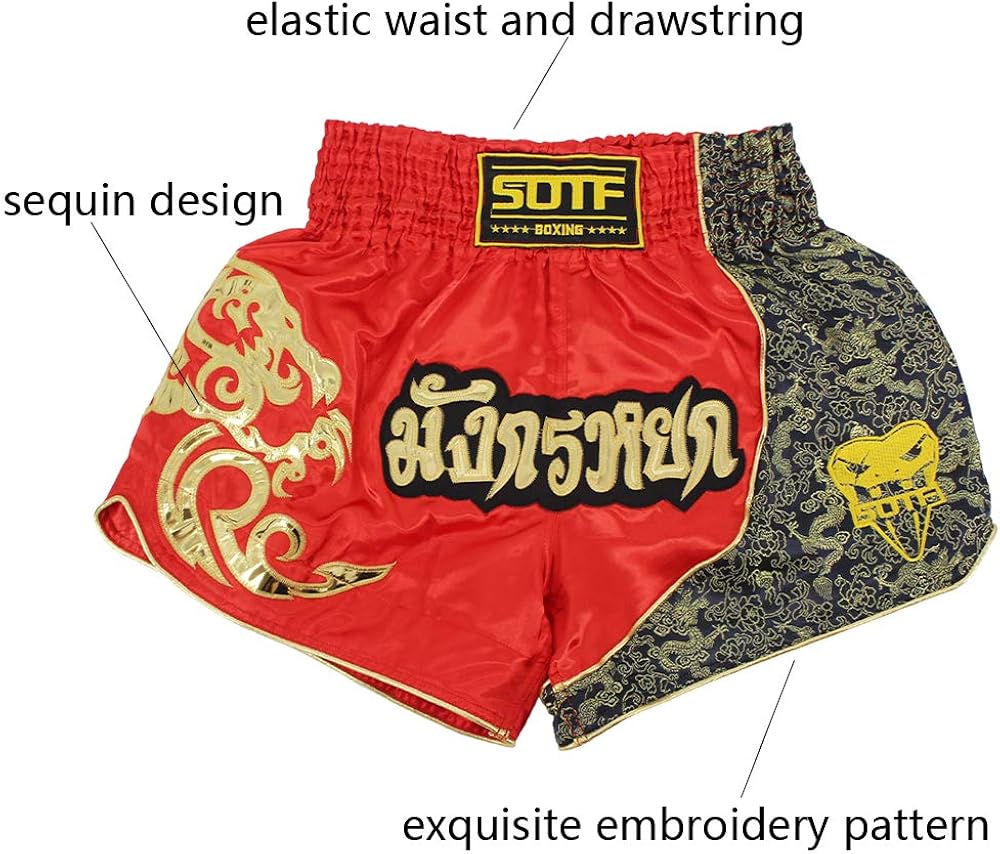 SOTF Boxing Shorts for Men Training Muay Thai Short Men Fight Shorts for Men Martial Arts: Clothing