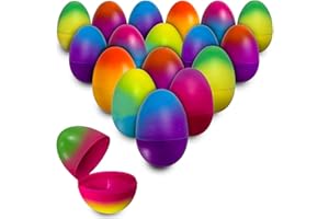 Stargo 32 Pack 3.2” Large Colorful Ombre Easter Eggs Empty - with hinges, Bright Ombre Multicolored, Plastic Easter Eggs Fill