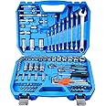 TOMMARS Mechanic Tool Box Set Automotive, 92-piece 1/4" & 3/8" Drive SAE Mechanics Hand Tool Kit with Storage Case, Portable, CR-V Steel