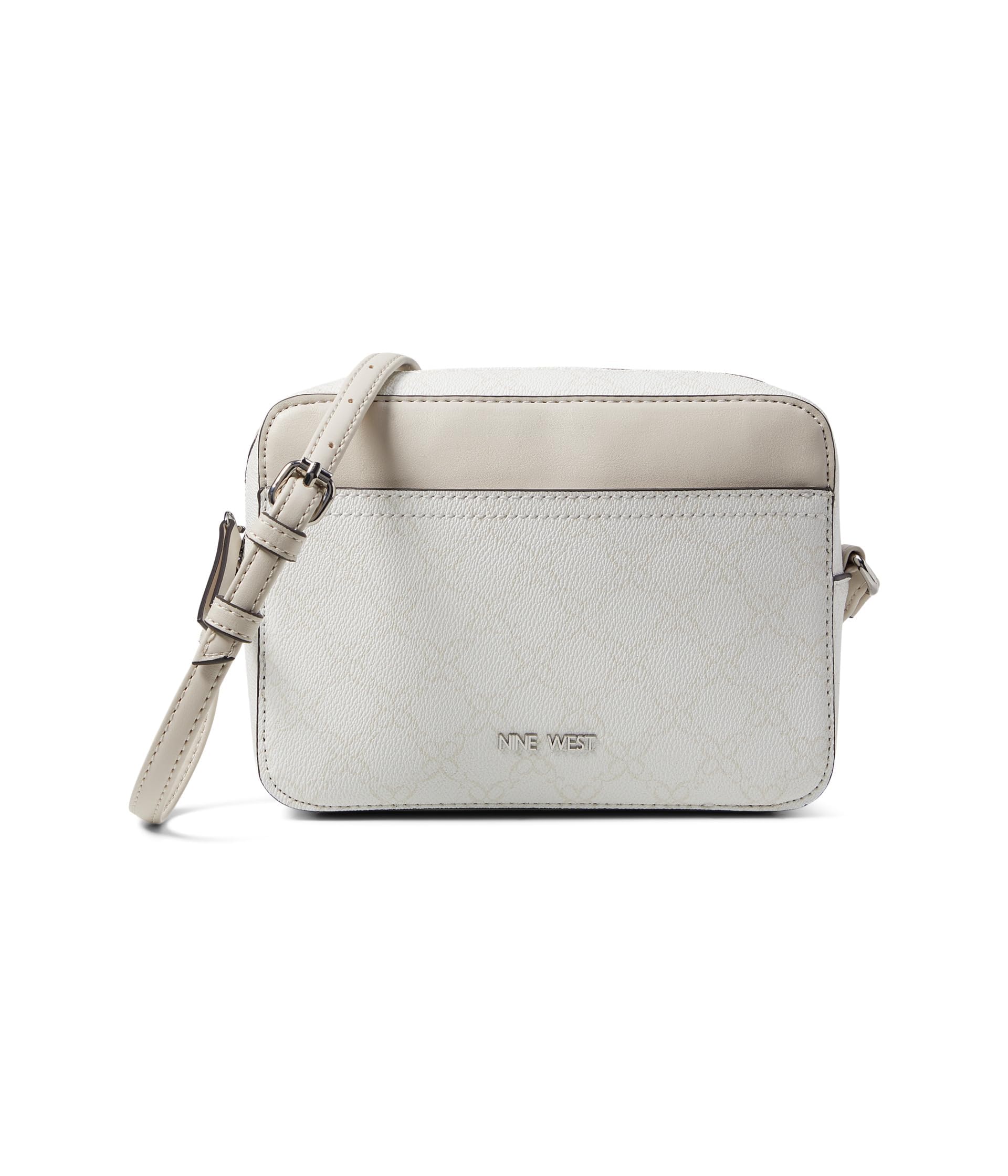 Nine West Bowie Mini Camera Crossbody, White Logo