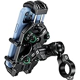 BRCOVAN Anti-Theft Motorcycle Phone Mount Holder with Vibration Dampener & High-Speed Secure Lock, Adjustable Size Handlebar Cellphone Cradle for Bike Bicycle Scooter ATV, Fit 5.4-7.2'' Smartphone