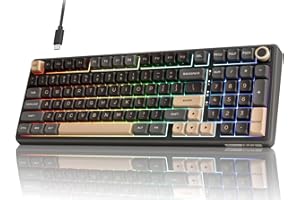 RK ROYAL KLUDGE R98 Pro Creamy Gaming Keyboard, 96% Wired Mechanical Keyboard RGB Backlit with Number Pad and Volume Knob, Ga