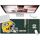 Large Gaming Mouse Pad, Extended Desk Mousepad with Stitched Edges, Football Computer Keyboard Pad,Green Design for Sport Fans, 31.5 x 11.8 in