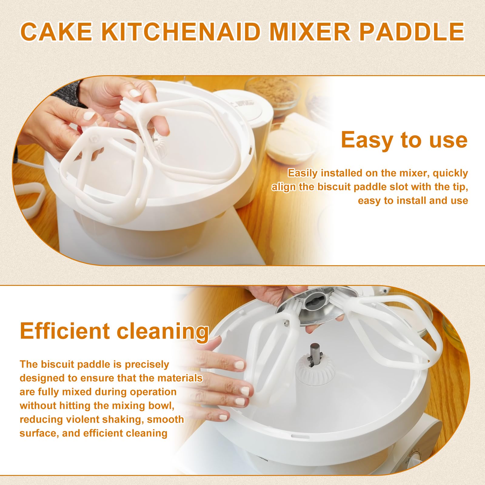 Cake Paddles Fit for Universal Mixers and NutriMill Artiste Mixer Cookie Dough Paddles for Artiste Stand Mixers Household Replacement Mixing Part (2 Pack)