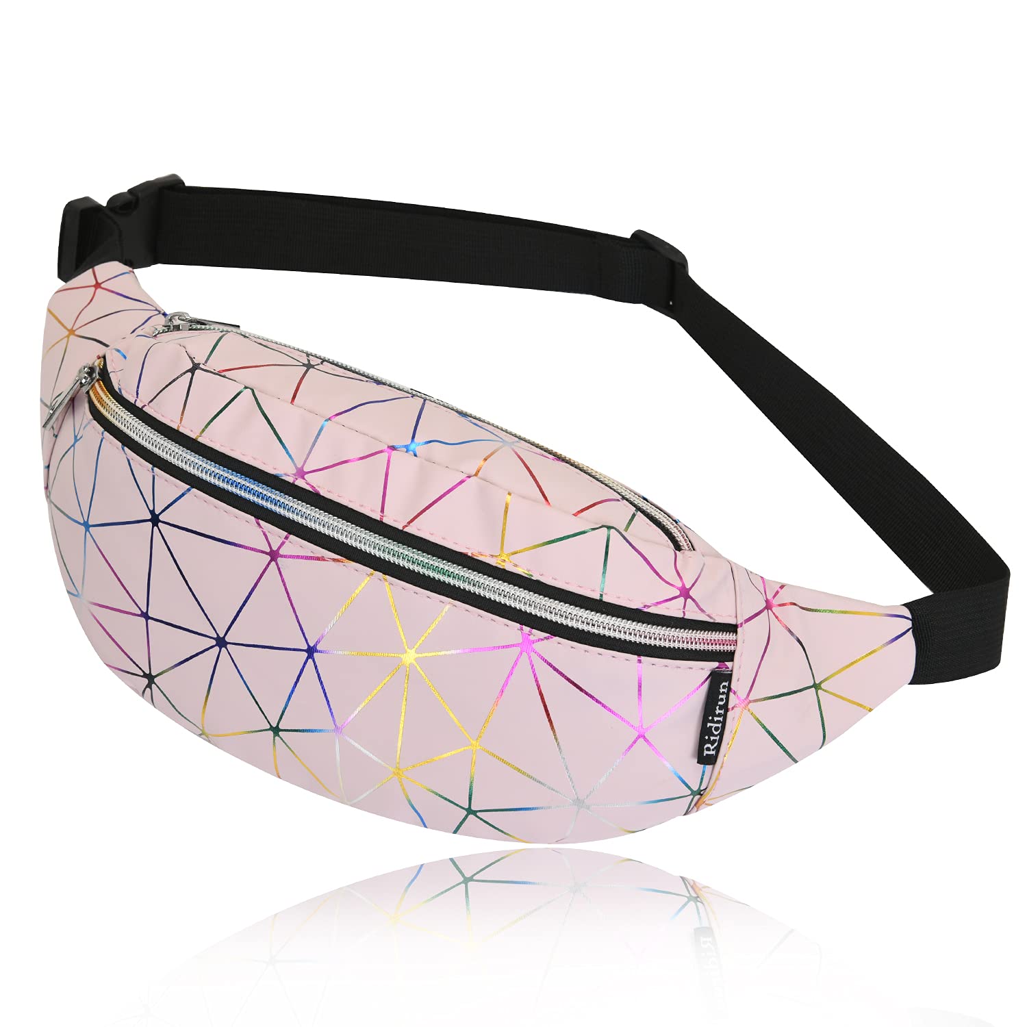 Bumbags Fashion PU Leather Shiny Fanny Packs for Women Waterproof Waist Bag for Ladies Running Walking Hiking Shopping Travel Belt Bags Money Hip Pouch Pack