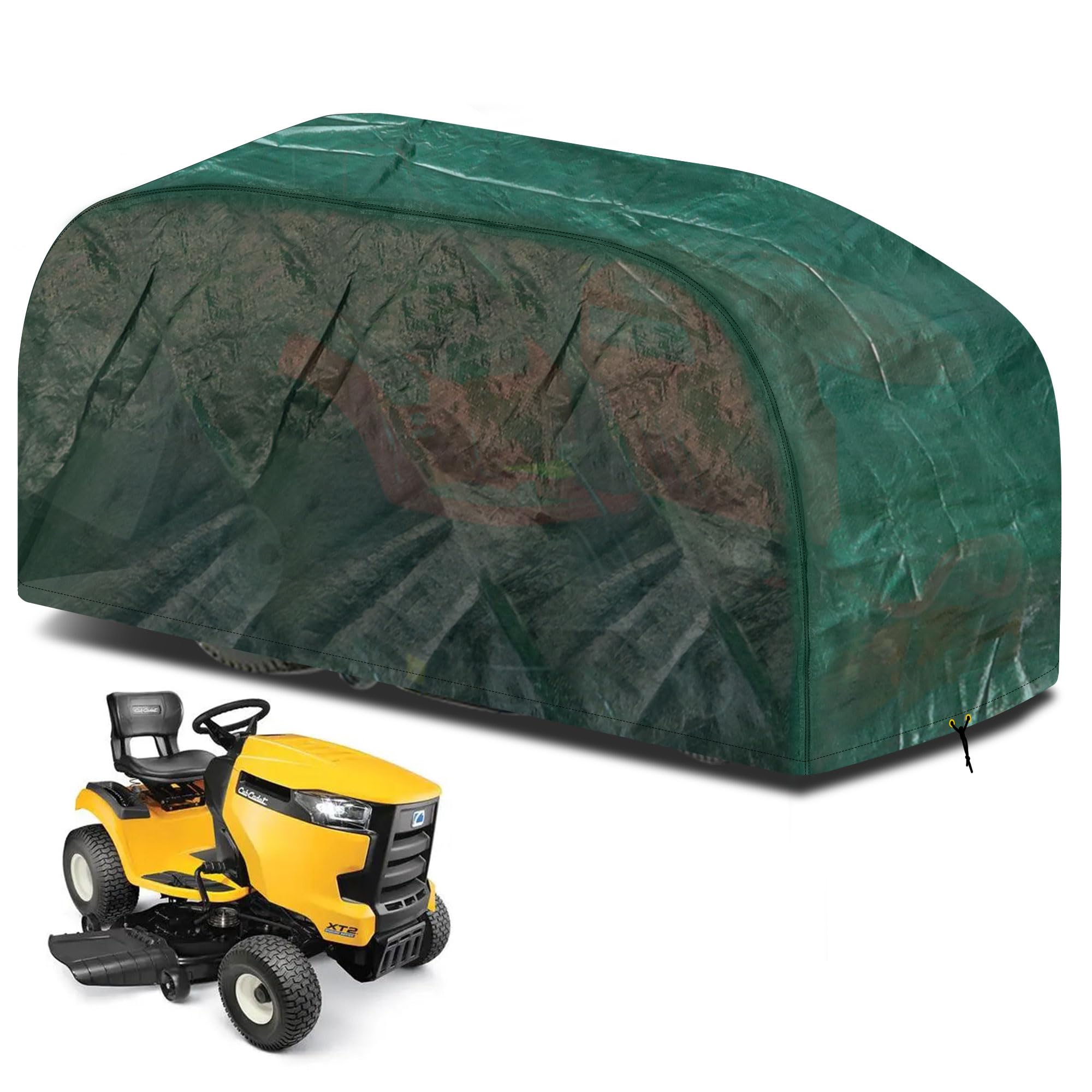 RICHIE Riding Lawn Mower Cover, Outdoor Garden Lawn Tractor Cover Waterproof with Adjustable Hem Cord, Windproof, Anti-UV (183 x 137 x 117cm, L x W x H)
