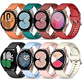 Maledan 8 Pack Bands Compatible with Samsung Galaxy Watch 7 6 5 4 FE Band 40mm 44m, Galaxy Watch 5 Pro Band/Watch 6 4 Classic Bands, 20mm Soft Silicone Wristband Replacement Women Men, Small