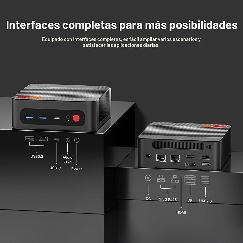 P4ultra Mini PC, Ryzen 7 7730U (hasta 4,5 GHz, 8C/16T) Mini Ordenador, DDR4 16 GB RAM, SSD M.2 PCIe NVMe de 1 TB Mini Escritorio, HDMI/DP/USB-C, Salida Triple 4K, LAN RJ45 *2, WiFi 6E, BT 5.2