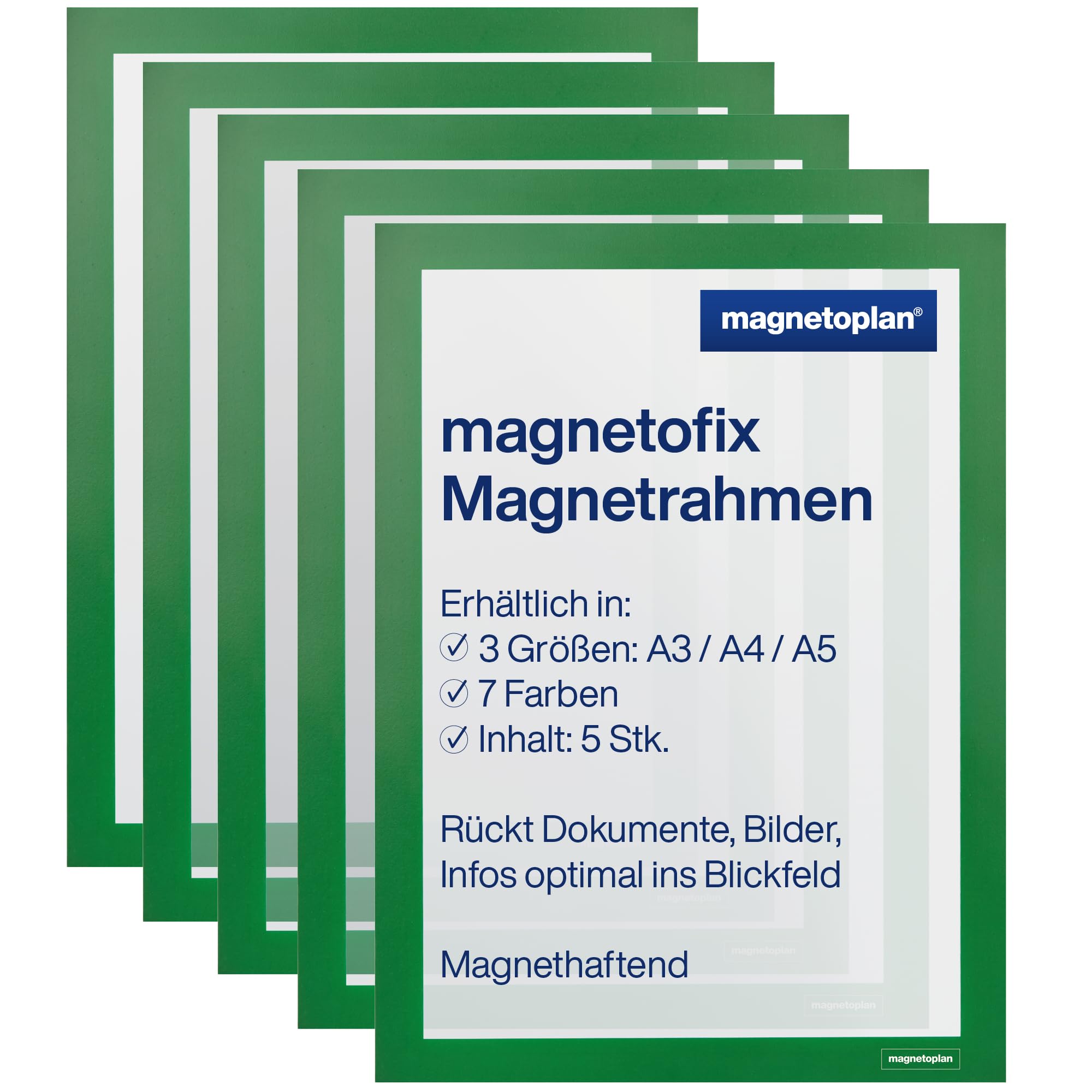 magnetoplan Magnetofix 1130405 Magnetic Frame A3 Pack of 5 Green