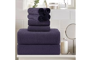 OLIVEN 8 Piece Large Purple Family Bath Towel Set-2 Oversized Bath Towel Sheets,2 Hand Towels,4 Washcloths-600GSM Soft Highly Absorbent Quick Dry Beach Chair Towels Woven Towels for Bathroom Hotel and Spa