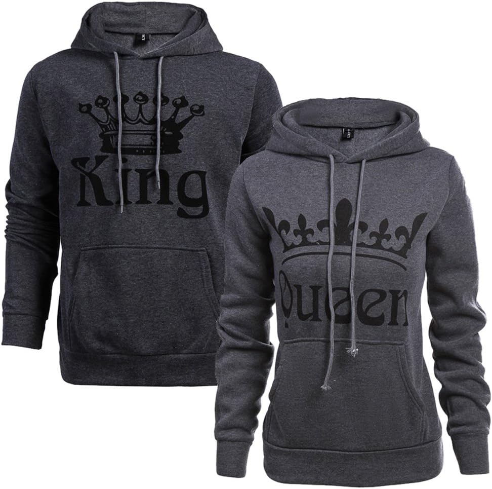 Women Couple Sweatshirt King Queen Pullover Hoodie