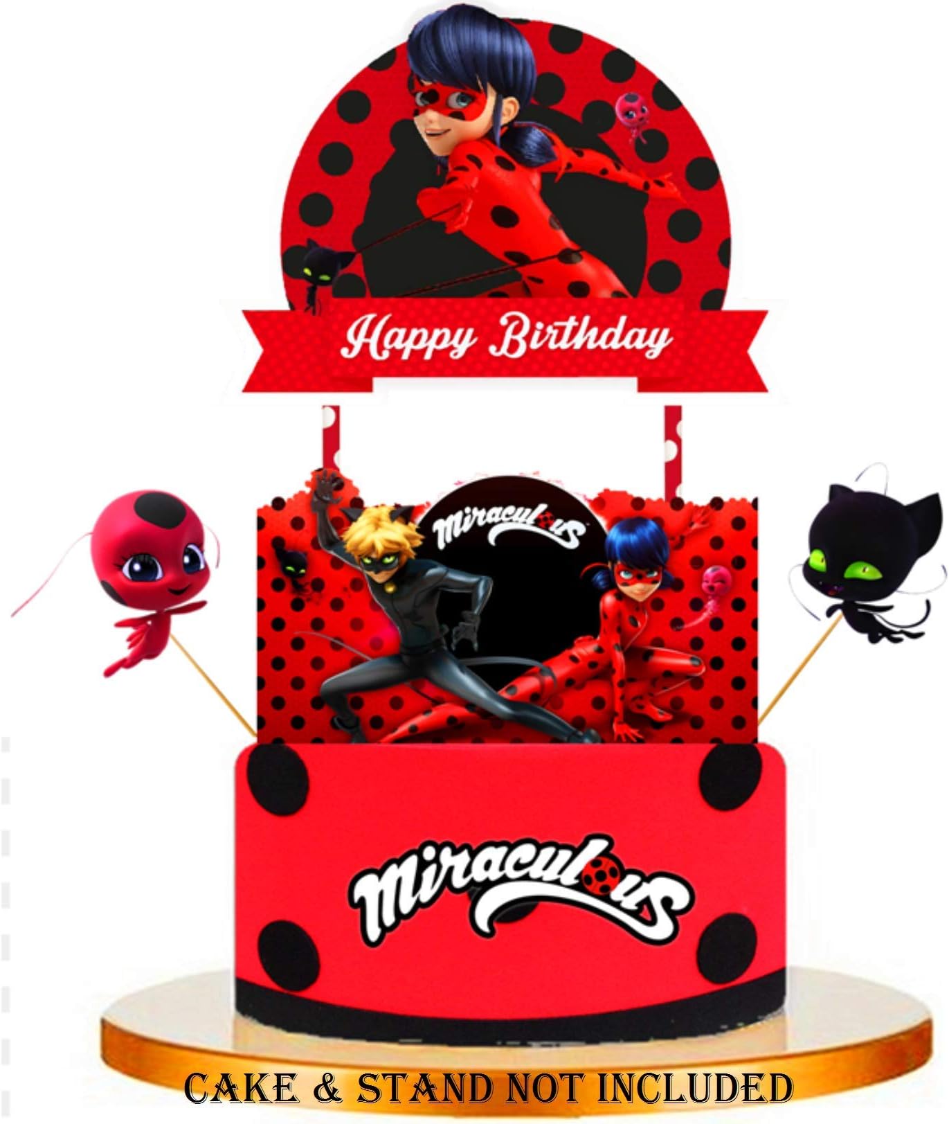 7PC LADYBUG LADY BUG CUPCAKE CAKE TOPPER TOPPERS FOR BIRTHDAY PARTY SUPPLY THEME DECORATIONS