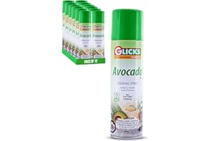 Glicks Avocado Oil Cooking Spray - Pack of 12 (142g each) – 100% Pure, Propellant-Free, High Smoke Point, Kosher for Passover