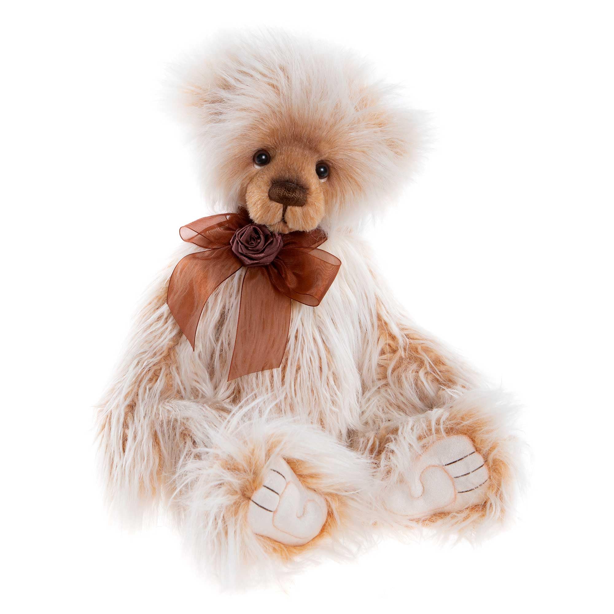 Charlie Bears Ari Teddy Bear Soft Long Pile Plush with Bow Collectable