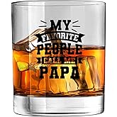 Mancheng-zi Papa Whiskey Glasses 10 oz, Dad Gifts for Birthday Christmas from Daughter Son, My Favorite People Call Me Papa Drinking Rocks Glasses for Whisky Cocktail Scotch Bourbon Liquor