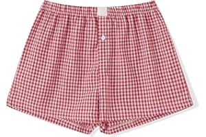 MEIWEILEYA Y2k Women Pajamas Shorts Low Rise Pj Sleep Shorts Plaid Boxer Sleeping Shorts Sleepwear Micro Bottoms Lounge Shorts