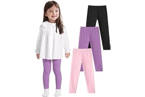ZUEMET 3 Pack Baby Cotton Pants Toddler Boys Girls Leggings Basic Clothes Size 18M-5T