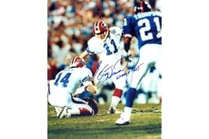 ORIGINAL SPORTS AUTOGRAPHS Scott Norwood (Buffalo Bills Kicker) Autographed/Original Signed 8x10 Color Photo During Super Bowl XXV - His Famous 47 Yd Field Goal Attempt Missed - Norwood Wrote"WIDE RIGHT" Beneath His Signature