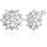Sanglarst Sterling Silver Post Sunflower Stud Earrings with Cubic Zirconia, Hypoallergenic Fashion Jewelry Gift for Women